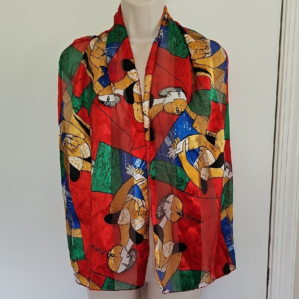 Vintage Picasso Woman Figure Scarf 13X58